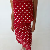Lenny Polka Dot Lace-trim Maxi Skirt - Red Natural