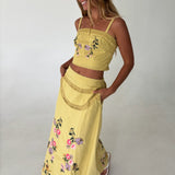 Hannah Embroidered Top and Skirt Set- Yellow Iris