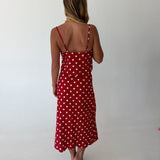 Lenny Polka Dot Lace-trim Maxi Skirt - Red Natural