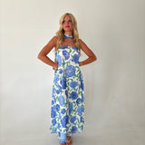Brandi Strapless Scarf Maxi Dress - Blue
