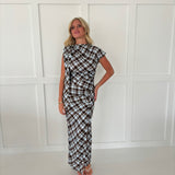 Bailey Plaid Tie Shoulder Maxi Dress - Blue Combo
