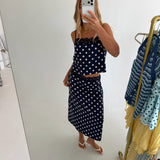 Mallory Lace Trim Top - Navy Natural