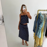 Mallory Lace Trim Top - Navy Natural