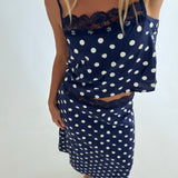 Mallory Lace Trim Top - Navy Natural