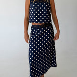 Mallory Lace Trim Top - Navy Natural