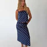 Mallory Lace Trim Top - Navy Natural