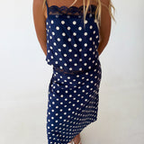 Mallory Lace Trim Top - Navy Natural