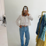 Meg Lace Trim Top - White