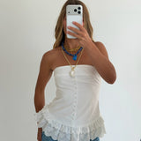 Kelsie Lace Trim Tube Top - White