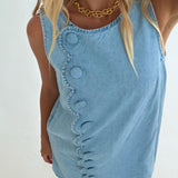 Lyla Linen Mini Dress - Lt Denim