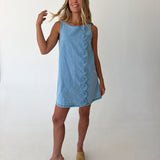 Lyla Linen Mini Dress - Lt Denim