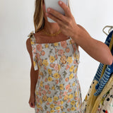 Jamie Floral Mini Dress - Dusty Blue