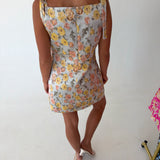 Jamie Floral Mini Dress - Dusty Blue
