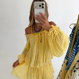 Ciara Off The Shoulder Mini Dress - Lemon