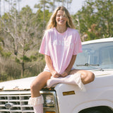 Fancy Oversized Embroidered Tee - Pink Camo