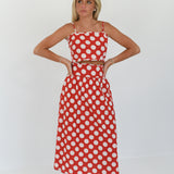 Naomi Maxi Skirt Set - Red Polka Dot