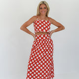 Naomi Maxi Skirt Set - Red Polka Dot