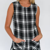 Amy Tweed Romper - Black/White