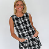 Amy Tweed Romper - Black/White