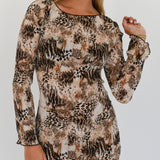 Peyton Pleated Animal Print Mini Dress - Animal