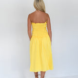 Cheyene Smocked Midi Dress - Lemon