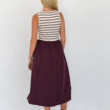 Raliegh Sleeveless Knit Woven Dress - Cream-Wine Stripe