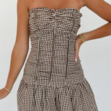 Charlie Checker Ruched Tube Mini Dress - Choco Checker