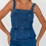 Madi Peplum Top Denim Romper - Denim