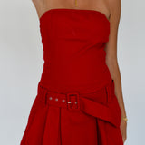 Anna Strapless Mini Dress - Crimson