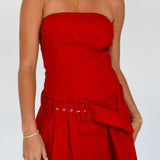 Anna Strapless Mini Dress - Crimson