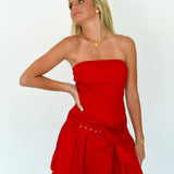 Anna Strapless Mini Dress - Crimson