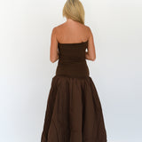 Amy Drop Waist  Midi Dress - Chocolate Brown