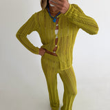 Genesis Knit Pant Set Cover Up - Chartreuse