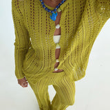 Genesis Knit Pant Set Cover Up - Chartreuse
