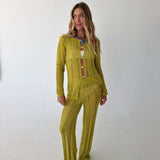 Genesis Knit Pant Set Cover Up - Chartreuse