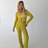 Genesis Knit Pant Set Cover Up - Chartreuse