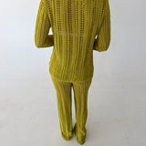 Genesis Knit Pant Set Cover Up - Chartreuse