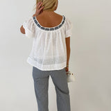 Erika Eyelet Babydoll Top - Off White