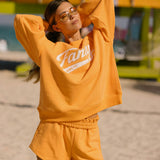 Fancy Oversized French Terry Mockneck - Miami Mango