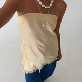 Tiffany Satin Asymmetrical Strapless Top - Lt Yellow
