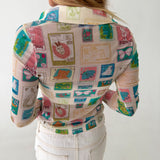 Kelli Stamp Mesh Top- Multi