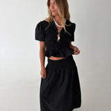 Dorie Ruffled Top - Black