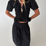 Dorie Ruffled Top - Black