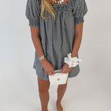 Mallory Gingham Mini Dress - Black/White