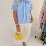 Mallory Collar Button Down Top - Baby Blue