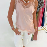 Polly Satin Laci Asymmetric Top - Lt Pink