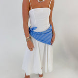 Sylvia Stripe Waist Bandana Sleeveless Tie Maxi Dress - Off White