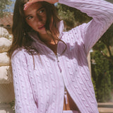 Double-Zip Knit Jacket - Lilac