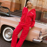 Fancy Split Zip Hoodie - Ruby Red