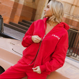 Fancy Split Zip Hoodie - Ruby Red